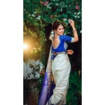 Generic Women's Litchi silk Printed Saree With Unstitched Blouse (Off White) - Image 2