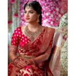 Generic Women's Litchi silk Printed Saree With Unstitched Blouse (Red) - Image 2