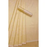 Generic Women's Litchi silk Printed Saree With Unstitched Blouse (Gold) - Image 2