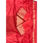 Generic Women's Litchi silk Printed Saree With Unstitched Blouse (Red) - Image 2