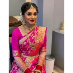 Generic Women's Litchi silk Printed Saree With Unstitched Blouse (Pink)