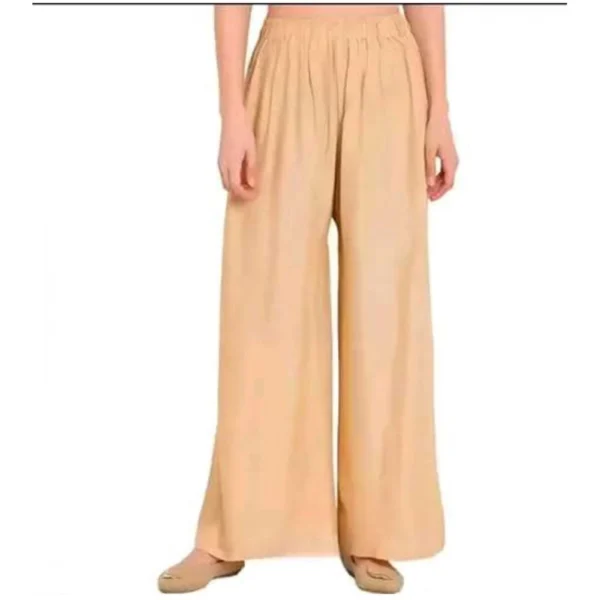 Generic Women's Casual Rayon Solid Ankle Length Palazzo (Golden , Free Size)