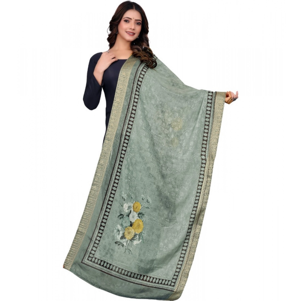 BSB2631007-Main-1000x1000-1.webp Generic Women's chanderi silk Printed Dupatta (Green, Length: 2 Mtr) - Image 1