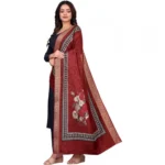 Generic Women's chanderi silk  Printed Dupatta (Maroon, Length: 2 Mtr) - Image 4