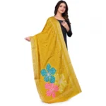 Generic Women's chanderi silk  Printed Dupatta (Yellow, Length: 2 Mtr) - Image 3