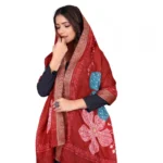 Generic Women's chanderi silk  Printed Dupatta (Red, Length: 2 Mtr) - Image 2