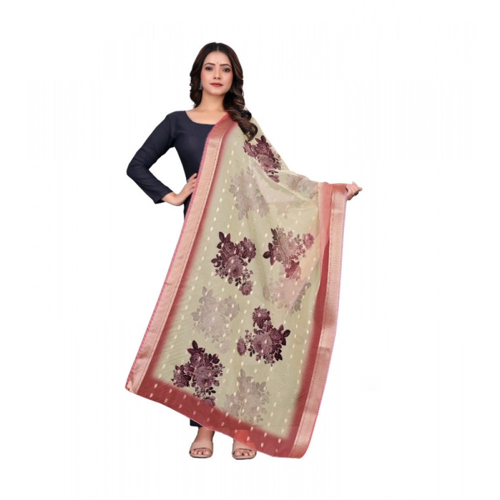 BSB2631014-Main-1000x1000-1.webp Generic Women's chanderi silk Printed Dupatta (Beige, Length: 2 Mtr) - Image 1