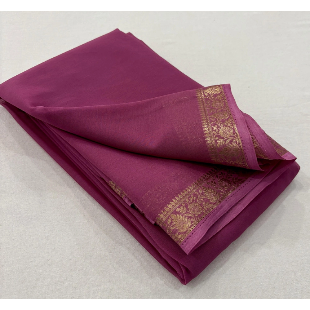 BSB98-SANW1020-Main-1000x1000-1.webp Generic Women's Crepe Chit Pallu Solid Saree With Unstitched Blouse 5.5Mtr (Light Pink) - Image 1