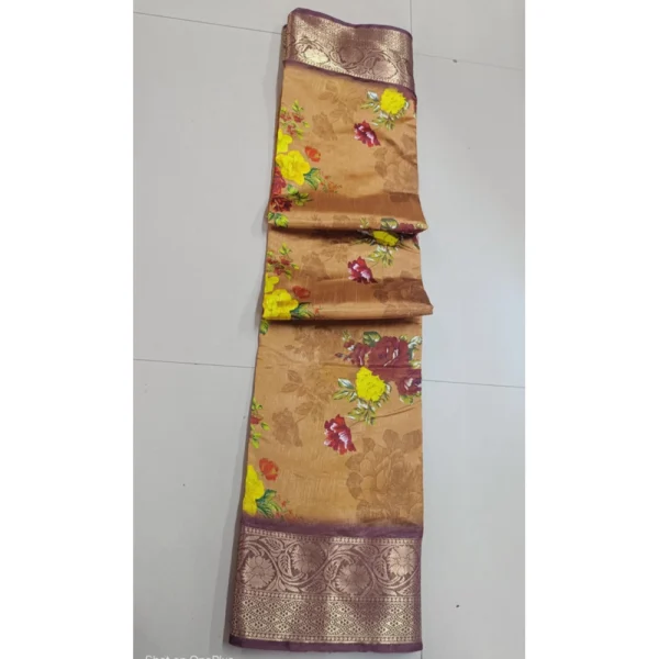Generic Women's Digital Dolla Silk Printed Saree With Unstitched Blouse 5.5Mtr (Mustard)