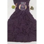 Generic Women's Printed Brasso Saree With Unstitched Blouse (Magenta, 5-6 Mtrs) - Image 2