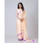 Generic Women's Soft Crepe Silk Printed Ready To Wear Saree With Unstitched Blouse 5.5Mtr (Beige) - Image 3