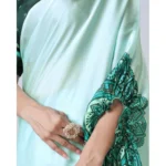 Generic Women's Soft Crepe Silk Printed Ready To Wear Saree With Unstitched Blouse 5.5Mtr (Green) - Image 2