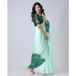 Generic Women's Soft Crepe Silk Printed Ready To Wear Saree With Unstitched Blouse 5.5Mtr (Green) - Image 3