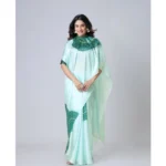 Generic Women's Soft Crepe Silk Printed Ready To Wear Saree With Unstitched Blouse 5.5Mtr (Green) - Image 4