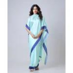 Generic Women's Soft Crepe Silk Printed Ready To Wear Saree With Unstitched Blouse 5.5Mtr (Turquoise) - Image 3