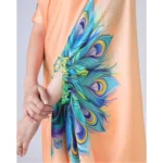 Generic Women's Soft Crepe Silk Printed Ready To Wear Saree With Unstitched Blouse 5.5Mtr (Orange) - Image 3