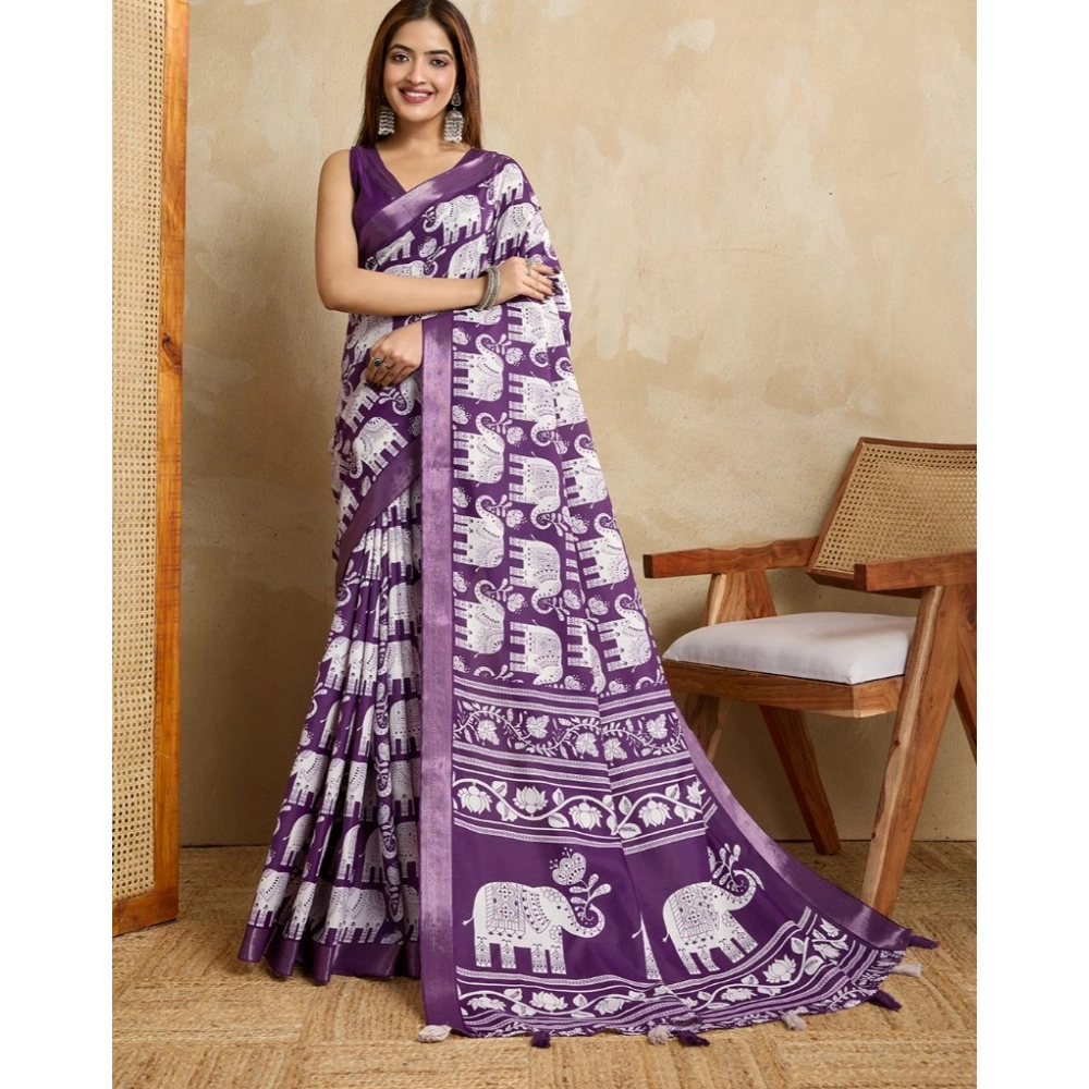PID-62368-Generic-Womens-Silk-Blend-Printed-Saree-With-Unstitched-Blouse-5-5-Mtr-Purple-1-1000x1000-1.webp Generic Women's Silk Blend Printed Saree With Unstitched Blouse 5.5Mtr (Purple) - Image 1