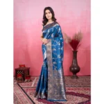 Generic Women's Banarasi Silk Printed Saree With Unstitched Blouse 5.5Mtr (Pinch) - Image 4