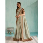 Generic Women's Silk Blend Printed Saree With Unstitched Blouse 5.5Mtr (Green) - Image 2