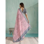 Generic Women's Silk Blend Printed Saree With Unstitched Blouse 5.5Mtr (Pink) - Image 4