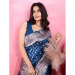 Generic Women's Banarasi Silk Printed Saree With Unstitched Blouse 5.5Mtr (Pinch) - Image 2