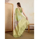 Generic Women's Viscose Printed Saree With Unstitched Blouse 5.5Mtr (Light Green) - Image 4