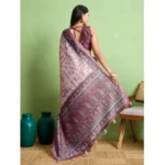 Generic Women's Silk Blend Printed Saree With Unstitched Blouse 5.5Mtr (Grey) - Image 4