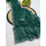 Generic Women's Georgette Stone Work Saree With Unstitched Blouse 5.5Mtr (Green) - Image 2