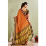 Generic Women's Silk Blended Jaquard Woven Saree With Unstitched Blouse 5.5Mtr (Orange) - Image 5
