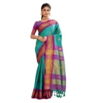 Generic Women's Silk Blended Jaquard Woven Saree With Unstitched Blouse 5.5Mtr (Light Blue) - Image 2