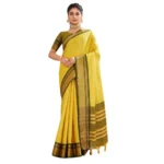 Generic Women's Silk Blended Jaquard Woven Saree With Unstitched Blouse 5.5Mtr (Yellow) - Image 2