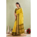 Generic Women's Silk Blended Jaquard Woven Saree With Unstitched Blouse 5.5Mtr (Yellow) - Image 5