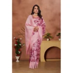 Generic Women's Banarasi Silk Jaquard Woven Saree With Unstitched Blouse 5.5Mtr (Pink) - Image 2
