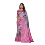 Generic Women's Banarasi Silk Jaquard Woven Saree With Unstitched Blouse 5.5Mtr (Pink)