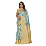 Generic Women's Banarasi Silk Jaquard Woven Saree With Unstitched Blouse 5.5Mtr (Yellow) - Image 2
