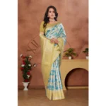 Generic Women's Banarasi Silk Jaquard Woven Saree With Unstitched Blouse 5.5Mtr (Yellow) - Image 4