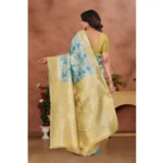 Generic Women's Banarasi Silk Jaquard Woven Saree With Unstitched Blouse 5.5Mtr (Yellow) - Image 3
