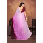 Generic Women's Chiffon Embroidred Saree With Unstitched Blouse 5.5Mtr (Pink) - Image 3