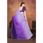 Generic Women's Chiffon Embroidred Saree With Unstitched Blouse 5.5Mtr (Purple) - Image 3