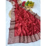 Generic Women's Silk Embroidred Saree With Unstitched Blouse 5.5Mtr (Red)