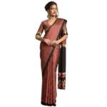 Generic Women's Satin Printed Saree With Unstitched Blouse 5.5Mtr (Black) - Image 2
