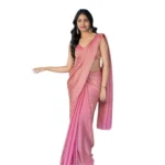Generic Women's Silk Embroidred Saree With Unstitched Blouse 5.5Mtr (Pink) - Image 2
