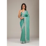 Generic Women's Silk Embroidred Saree With Unstitched Blouse 5.5Mtr (Light Green)