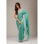 Generic Women's Silk Embroidred Saree With Unstitched Blouse 5.5Mtr (Light Green) - Image 4