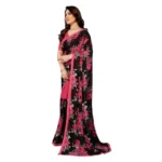 Generic Women's Georgette Printed Saree With Unstitched Blouse 5.5Mtr (Pink) - Image 4