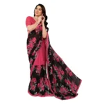 Generic Women's Georgette Printed Saree With Unstitched Blouse 5.5Mtr (Pink) - Image 2