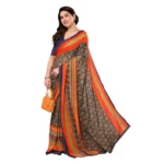Generic Women's Georgette Printed Saree With Unstitched Blouse 5.5Mtr (Orange) - Image 2