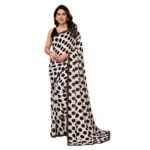 Generic Women's Georgette Printed Saree With Unstitched Blouse 5.5Mtr (Black)