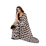 Generic Women's Georgette Printed Saree With Unstitched Blouse 5.5Mtr (Black) - Image 2
