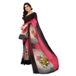 Generic Women's Georgette Printed Saree With Unstitched Blouse 5.5Mtr (Multicolor) - Image 2